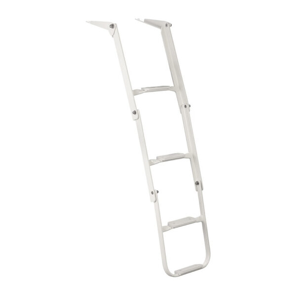 White Powder Coated Aluminum Over Platform Telescoping Ladder