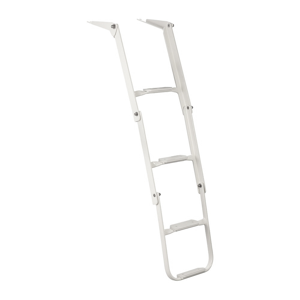 White Powder Coated Aluminum Over Platform Telescoping Ladder